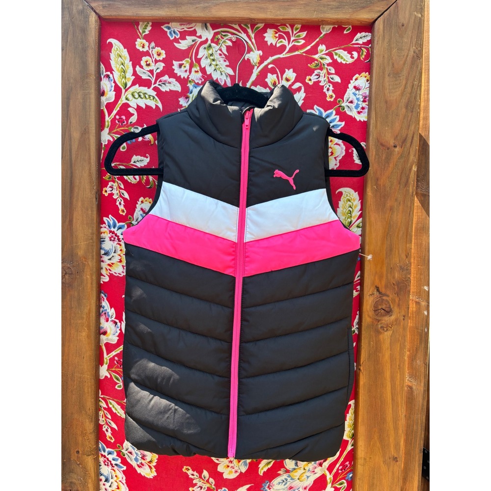 Black+Pink Puffy Puma Vest Streetwear Gorpcore Size XS-S